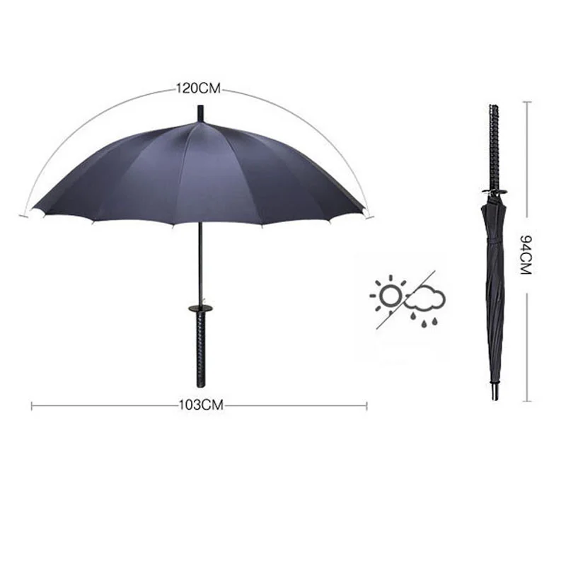 

Windproof Samurai Sword Sun Rainny Umbrella Ninja-like Straight Long Handle Ribs Umbrella Manual Open