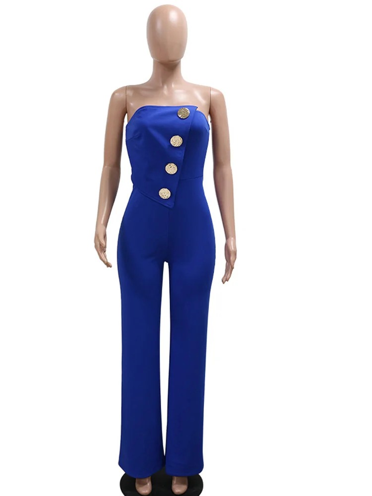 Beyprern женский комбинезон без бретелек с большими пуговицами рукавов открытыми