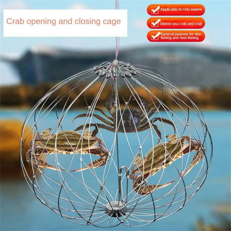 

Strand Steel Wire Fishing Crab Trap Net Automatic Open Closing Wire Fish Baskets Crab Cage Outdoor Fishing Accessories