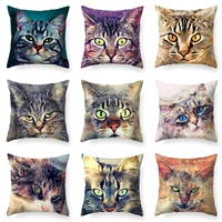 cat printed square pillow cushion cover car sofa pillowcase simple home decoration