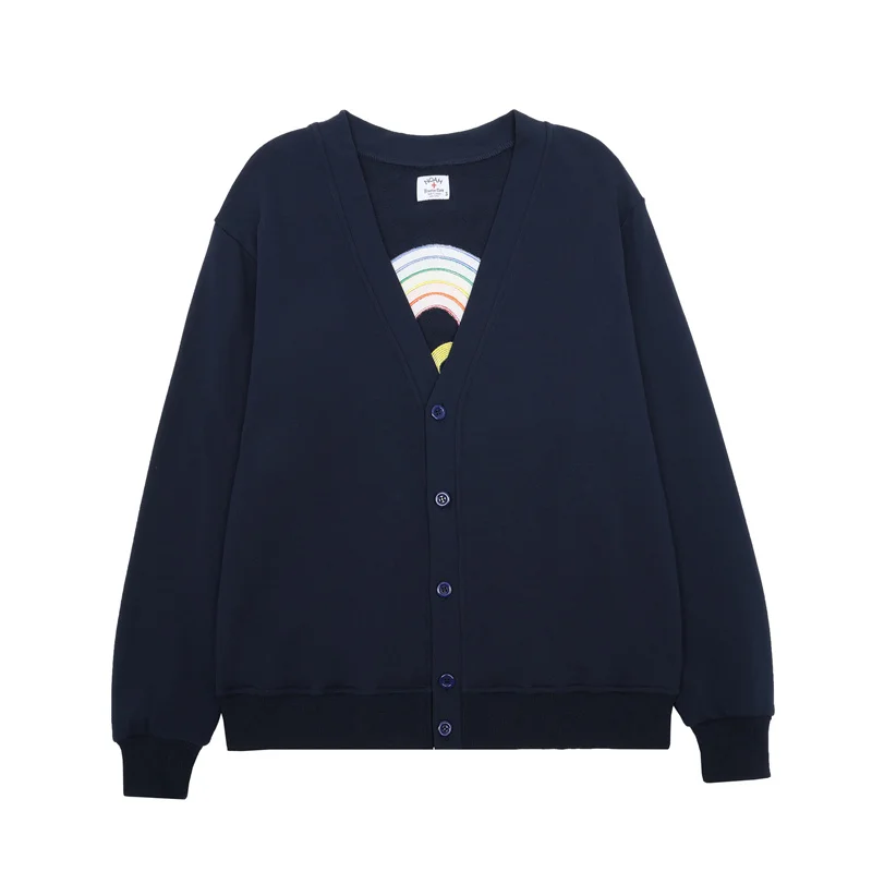 

Кардиган с радужными пуговицами и вышивкой, из махровой ткани