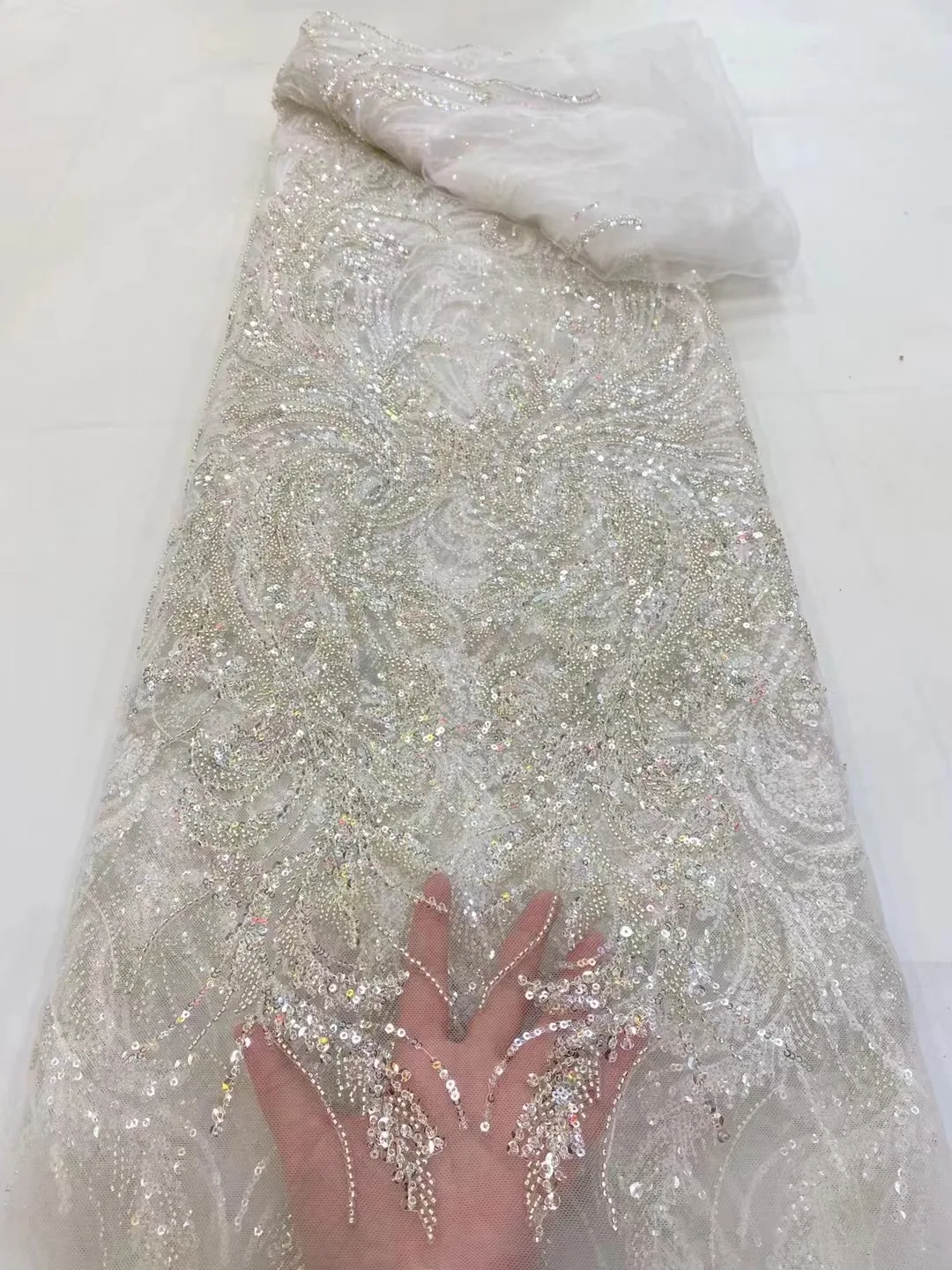 

Роскошная кружевная ткань ткани нигерийское Lace 2022 с вышивкой, сетчатая кружевная ткань 3D из бисера, африканская Свадебная кружевная ткань