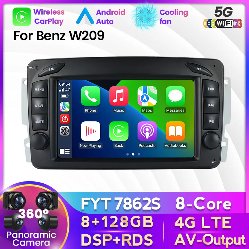

Автомагнитола DSP RDS Carplay, мультимедийная стерео-система на Android 11, с GPS, без DVD, для Mercedes Benz CLK W209 W203 W463 W208