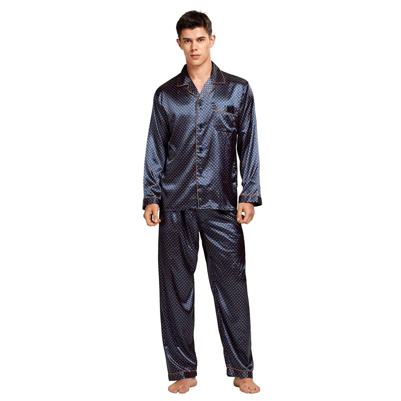 

Men Pajama Sexy Summer Modern Stain Men Sleepwear Pajamas Men's Set Soft Silk Tonycandice Men Satin Nightgown Style Cozy Silk