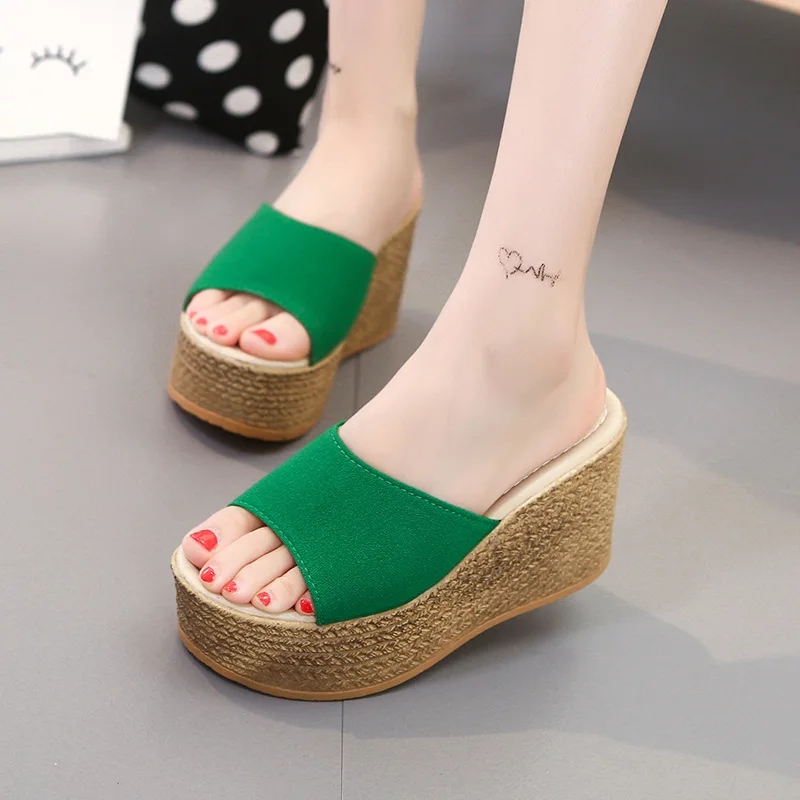

2022 spring European and American women ok new linen platform high heels 3055