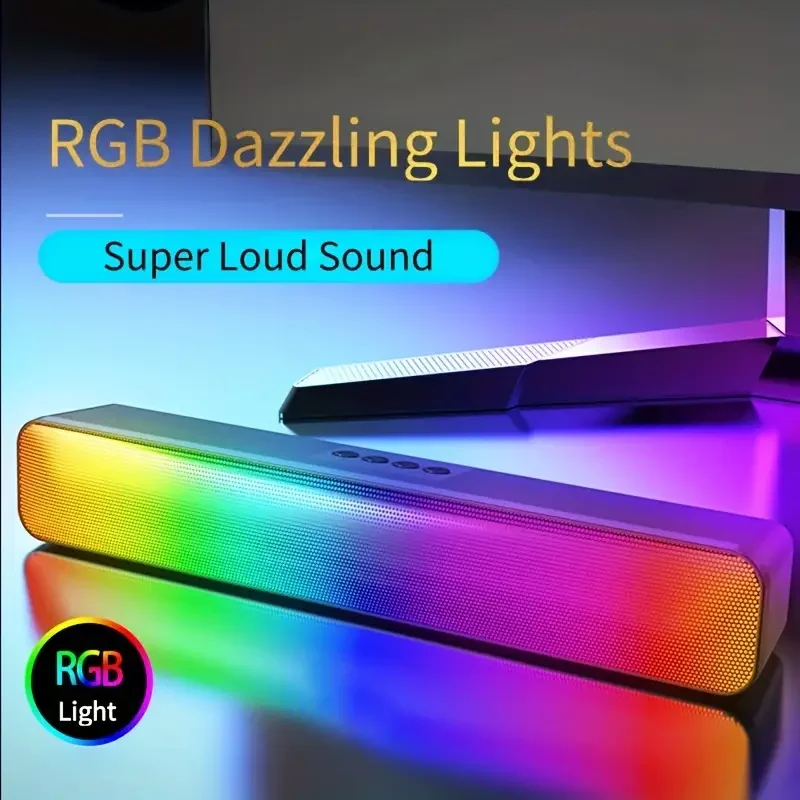 

3D Surround Sound RGB Dynamic Breathing Light Bluetooth 5.0 Speakers Wired Computer Speakers Stereo Subwoofer Suitable For Lapto