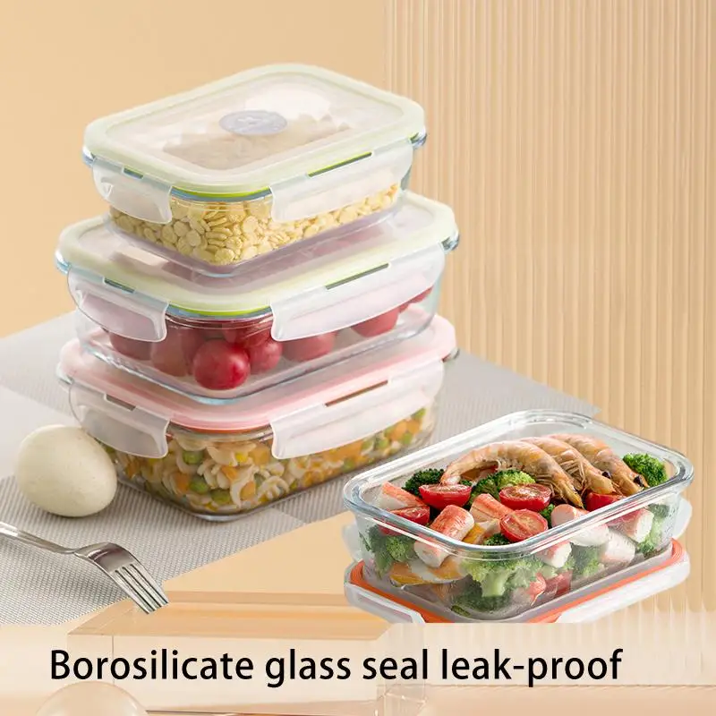 

CHAHUA Glass Lunch Box Portable Sealed Fresh-Keeping Microwave Oven Heating Freezer Food Storage Bento Containers For Kitchen