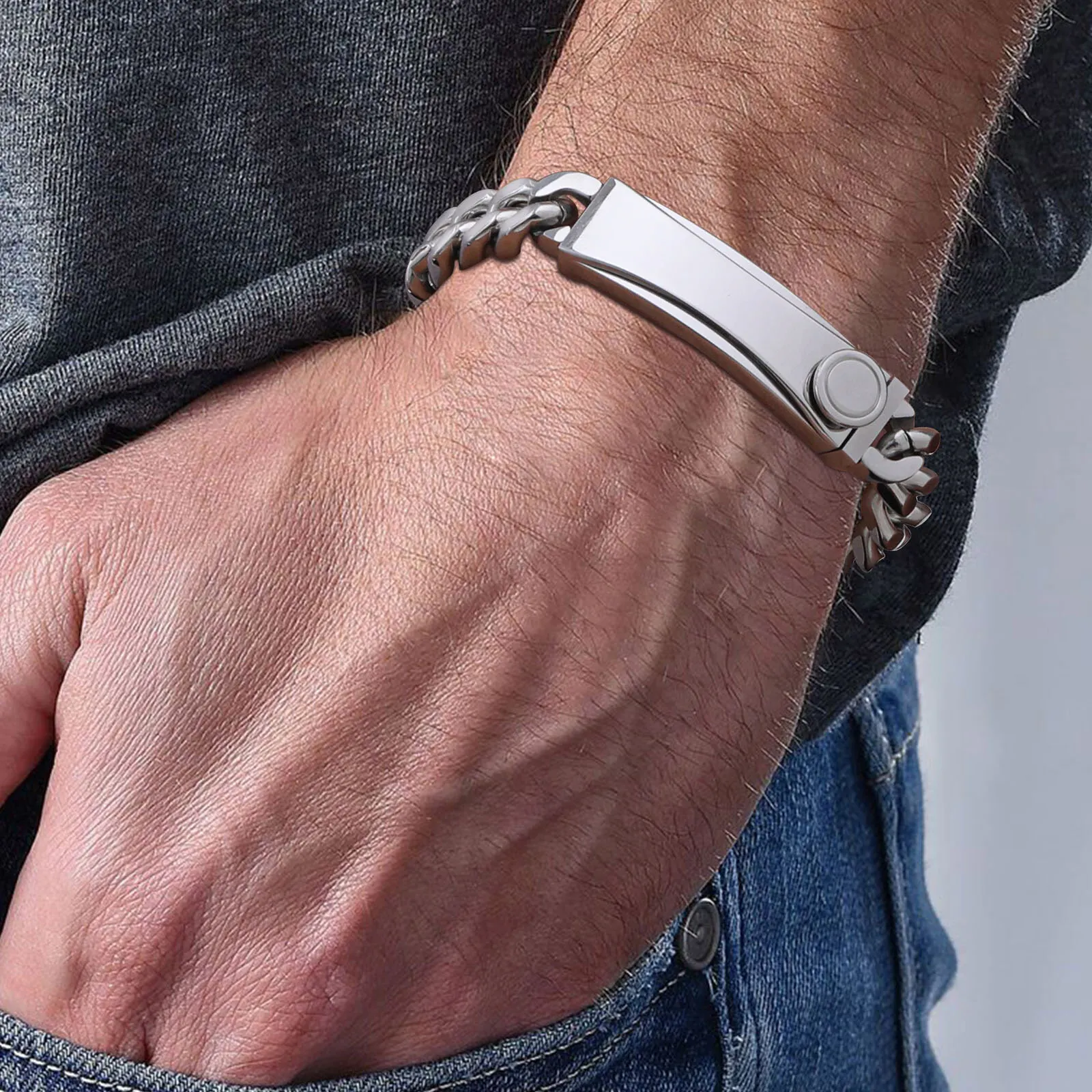 Мужской браслет из нержавеющей стали с застежкой Vnox