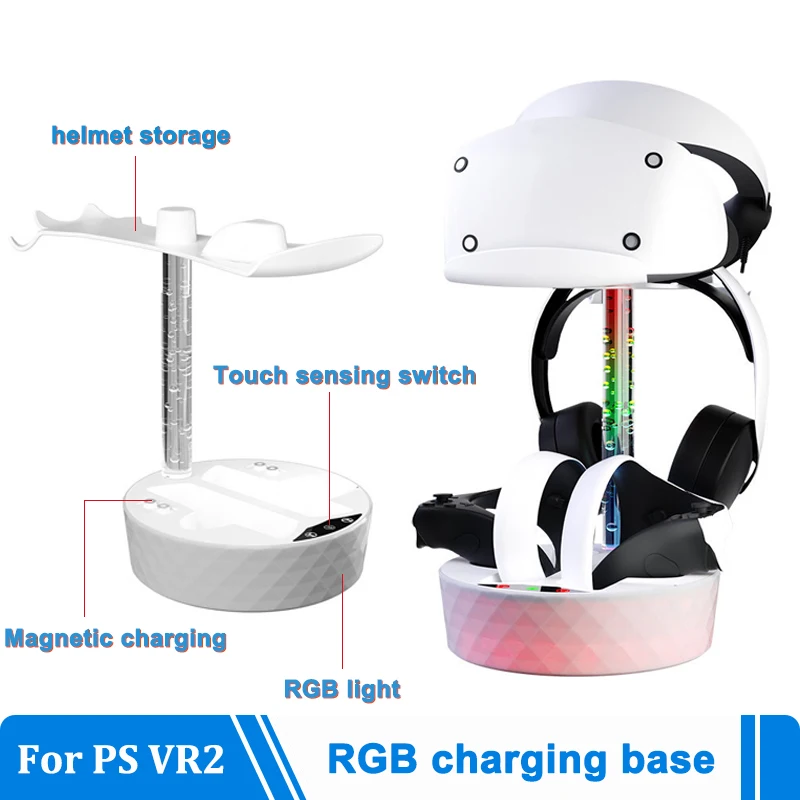

for PS VR2 handle charging base for VR2 helmet storage display stand controler charger dock RGB light touch sensing switch