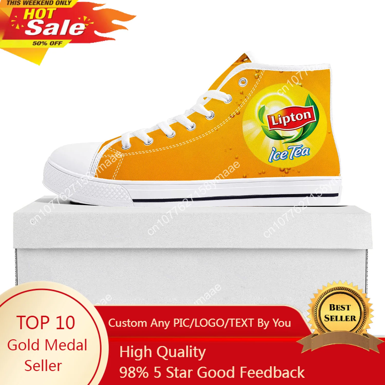 

Lipton Iced Tea Drink High Top Sneakers Mens Womens Teenager Canvas High Quality Sneaker Casual Custom Made Shoes Customize Shoe