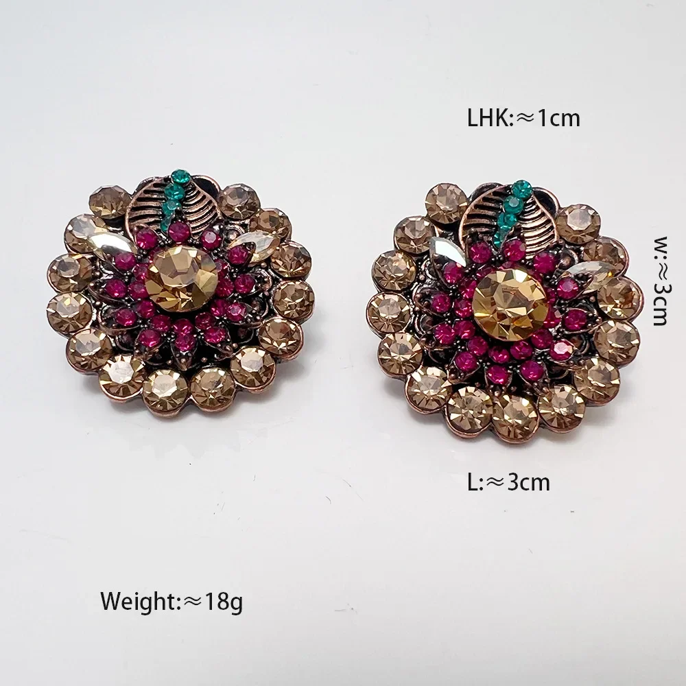 Роскошные красочные серьги-гвоздики со стразами и цветком лука для женщин