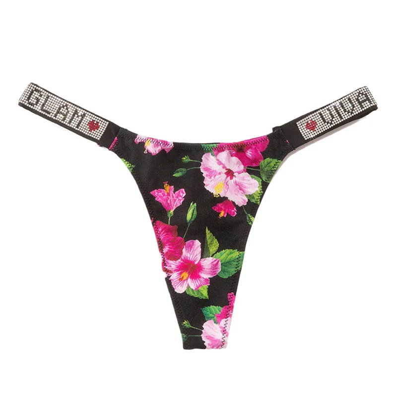 

Fashion New Sexy Seamless Underpants For Women Underwear Bikini Brief G String Thong Panties Low Waist Rhinestone Shiny Lingerie