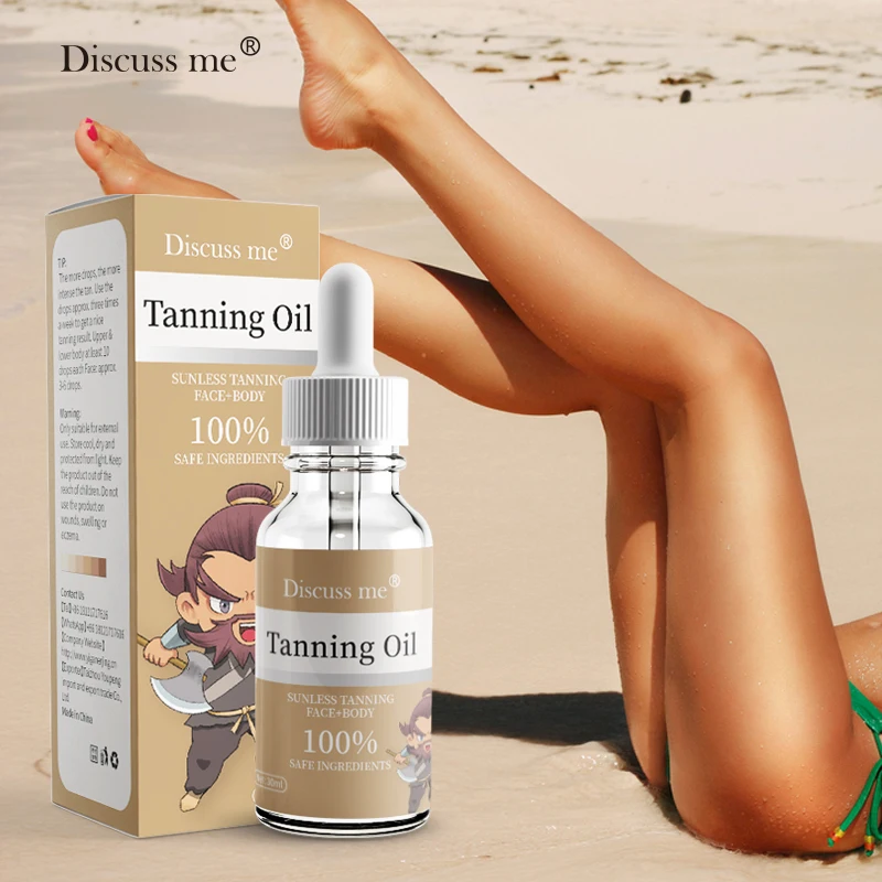 

Discuss Me Tanning Oil Natural Ingredients Sunless Bronzing Enhancer Intense Moisturizer Long Lasting Makeup Healthy Skin 30ml