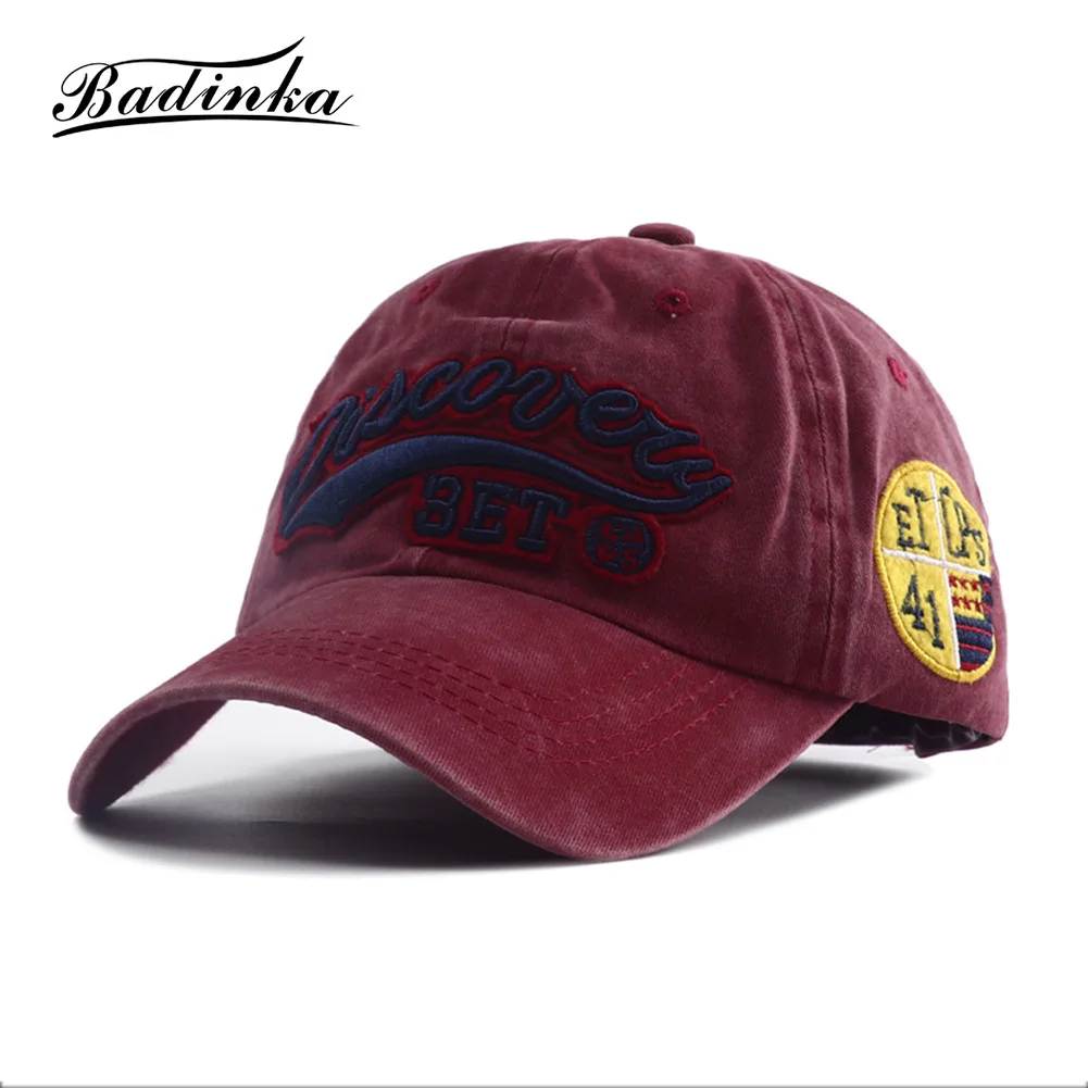 

2022 New Vintage Discovery Embroidery Dad Hat Baseball Cap Male Female Snapback Hip Hop Fitted Visor Denim Caps for Men Gorras