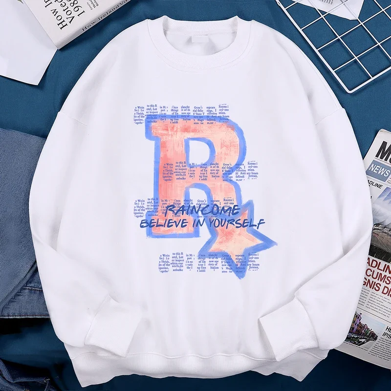 Худи мужское флисовое в стиле хип-хоп с круглым вырезом