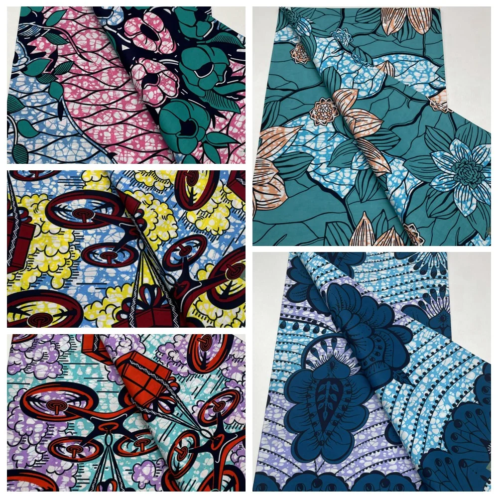 

6yards African Ankara Wax Fabric Real Prints Batik Pagne Kente Good Quality Nigerian Cotton Material Soft For Sew Wedding Dress
