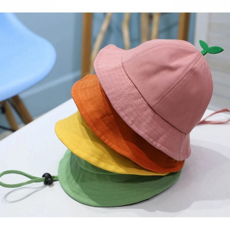 

57EE Baby Hat Cute Sprout Toddler Bucket Hat Windproof Protective Panama Hats for Boys Girl Infant Unisex Fisherman Cap