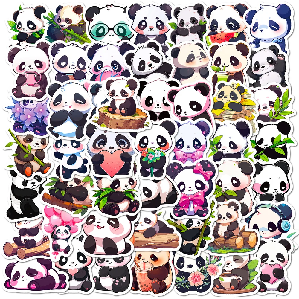 

10/30/50PCS New INS Panda Animal Sticker Cartoon Creative Anime iPad Table Luggage Chair Guitar Decoration Waterproof Wholesale
