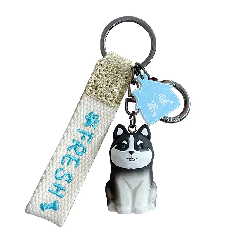 

Original Resin Carved Style Dog Family Car Keychain Creative Schnauzer Erha Corgi Shiba Inu Pendant Key Chain