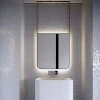 rectangular led shower bathroom mirror backlight smart bright dressing mirror makeup design espejo pared bathroom accessories