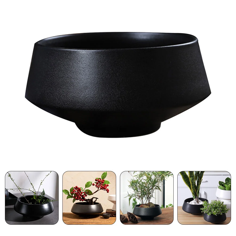 

Ceramic Pot Potsflower Bonsai Planter Flowerpotsucculent Indoorcontainer Succulents Decorative Black Plantersplanting Holder