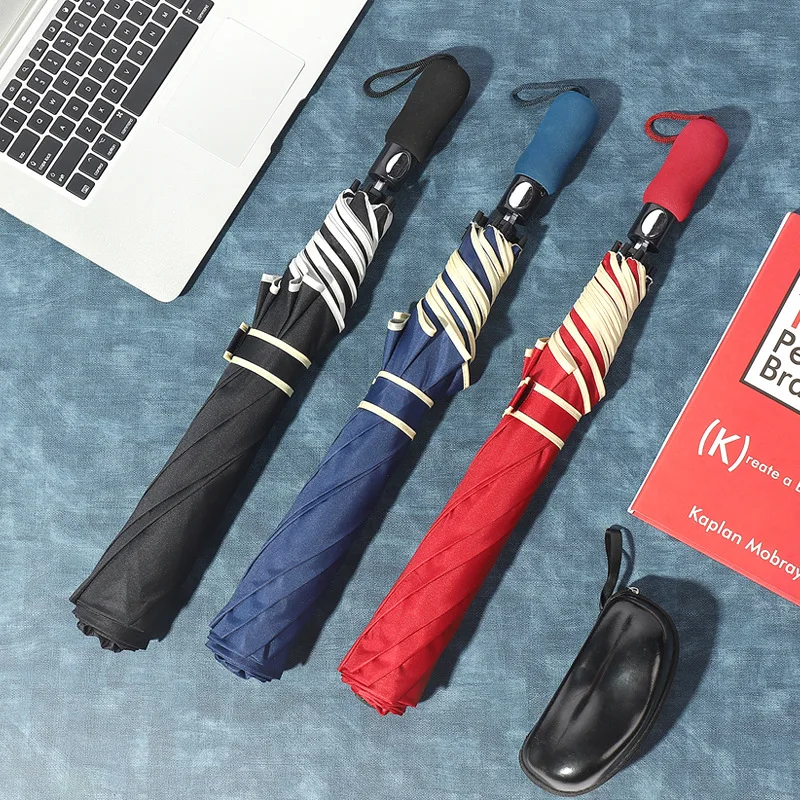 

Hot Selling High-End Business Umbrella 27-Inch Side Two-Fold Eight-Bone Golf Umbrella Adult Folding Windproof Automatic Umbrella