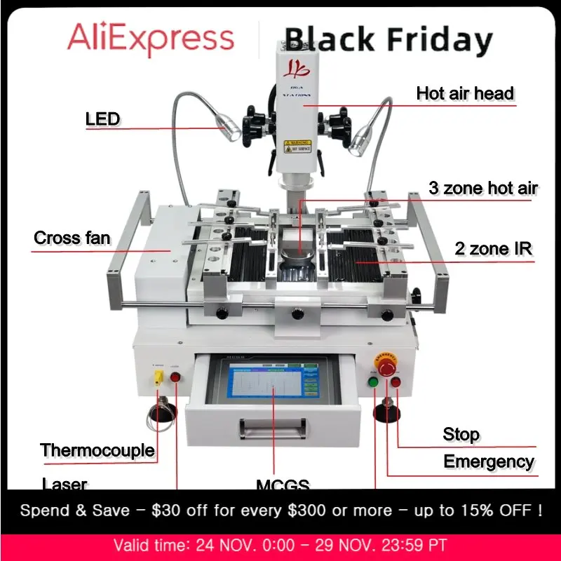 

Горячая Распродажа LY R690 V.3 BGA наладочная станция, паяльные станции с 3-зонным сенсорным экраном горячего воздуха, лазерная точка 4300 Вт, машина...