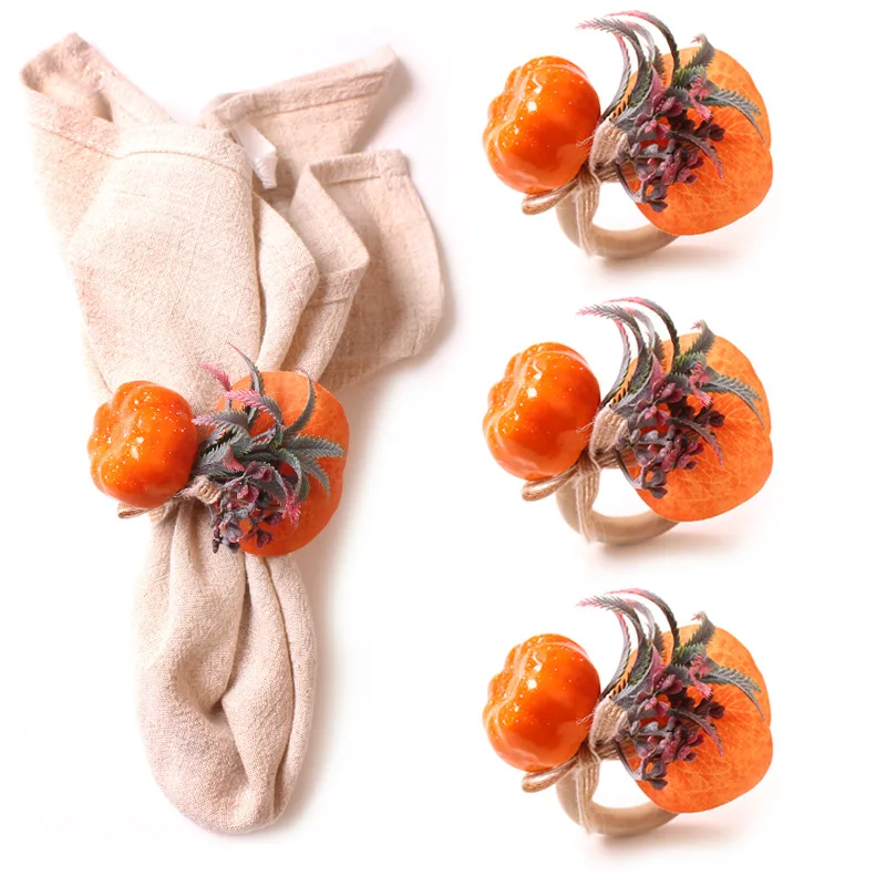 

Украшение на Хэллоуин, ручная работа, кольцо для салфеток с Тыквой и Кленовым листом, фотография благодарения, кольцо для украшения, ZC655