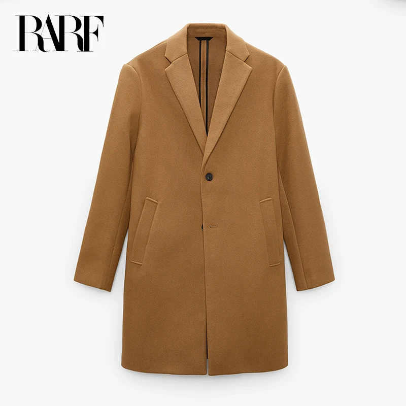 

Autumn 2021 new men's suit collar mid-length coat simple trench coat men