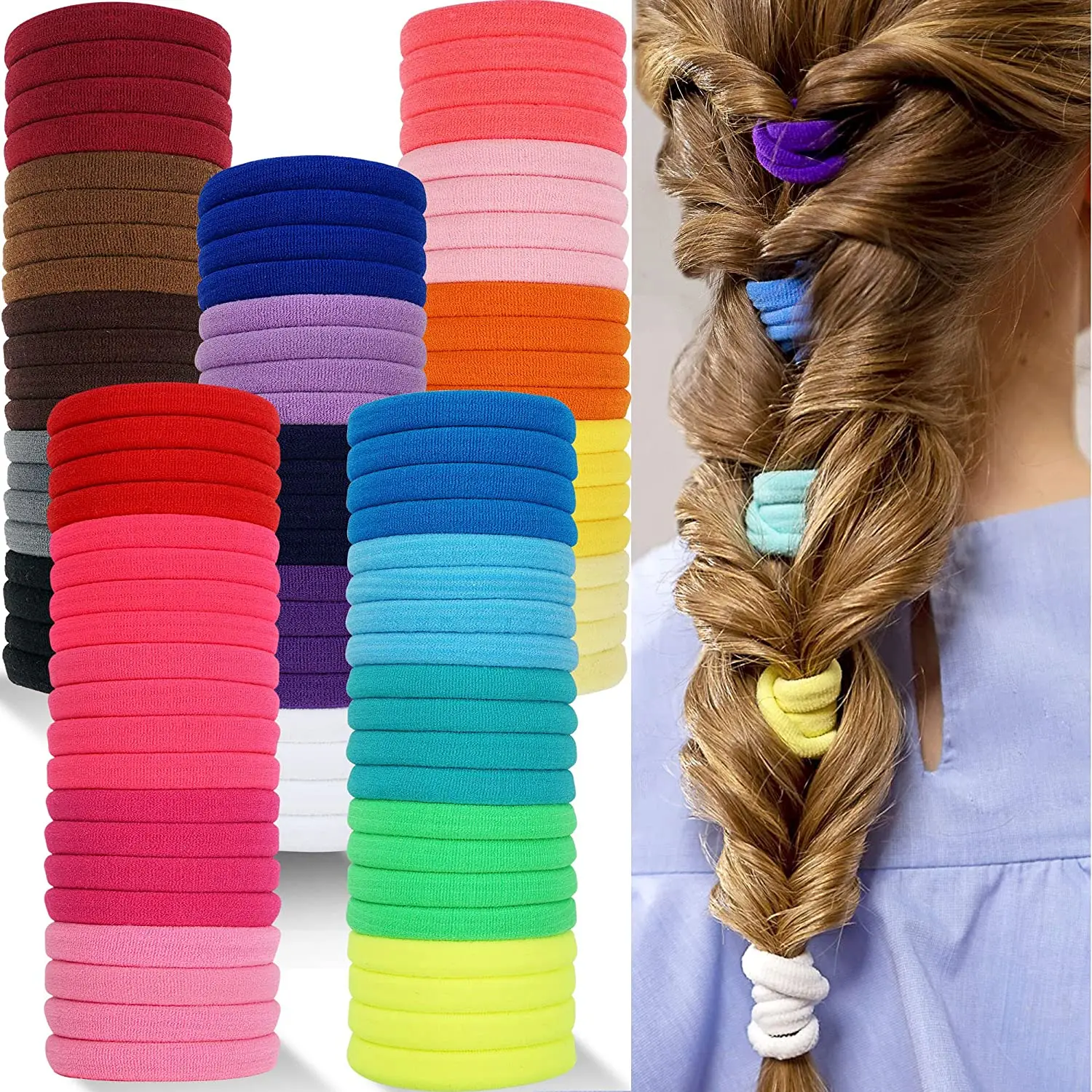 

25pcs Thick Non-slip Elastics Hair Ties Colorful Ponytail Hair Rope No Hurt Hair Headband Scrunchies Hair Accessories For Girls