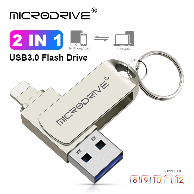 

USB Flash Drive For iphone IOS OTG 512GB Memory Stick 128GB 256GB Pendrive 2 in 1 USB 3.0 Flash Drive 64GB U Disk