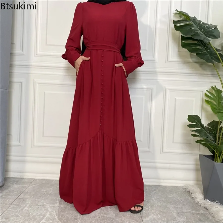 2024 модное платье Абая-хиджаб для женщин мусульманское лоскутное на шнуровке с