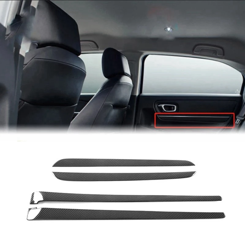 

4Pcs Car Carbon Fiber Interior Door Panel Strips Decoration Cover Trim Fit For Honda HRV XRV XR-V HR-V 2022+