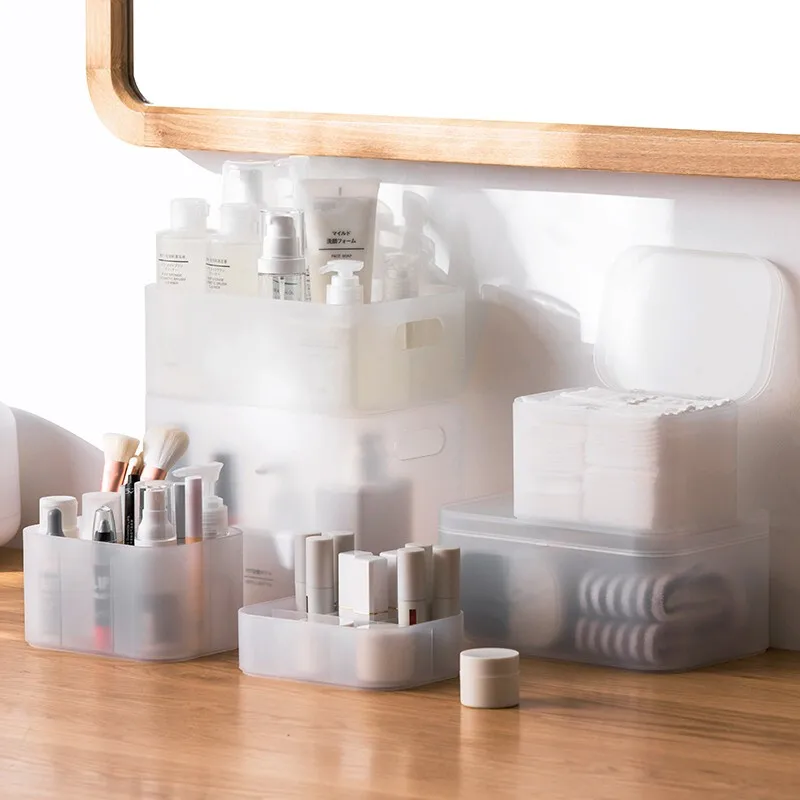 

Ящик для хранения косметики, настольный маленький ящик, сетка для хранения, прозрачный матовый стеллаж для хранения, коробка для хранения с ...