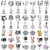 new fashion charm original cat puppy footprint beads for original ladies bracelet jewelry accessory accessories gift