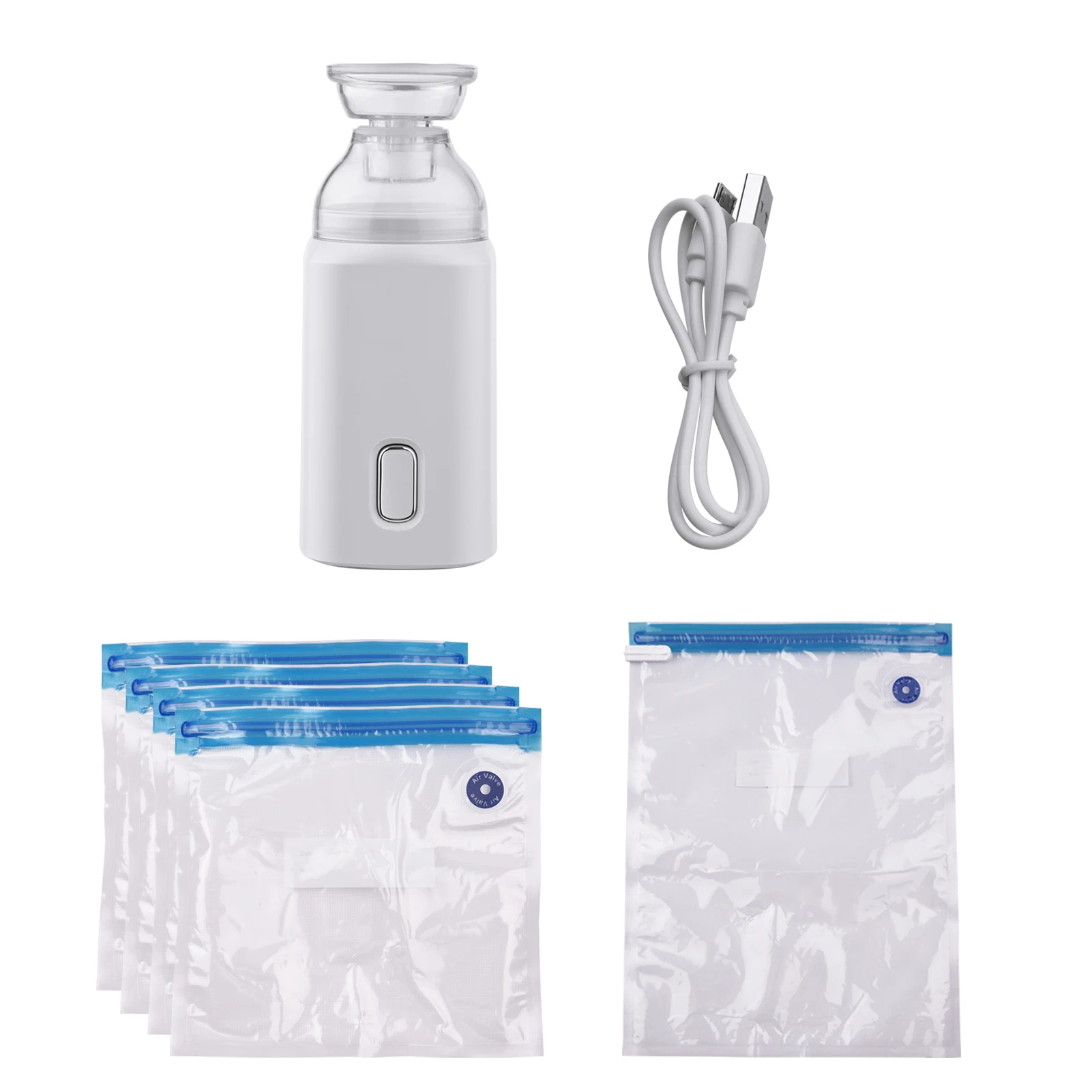 

Electric Pump with Vacuum Storage Bags with USB Cable 5 Storage Bags Rechargeable Portable for Travel Home Use Save Space