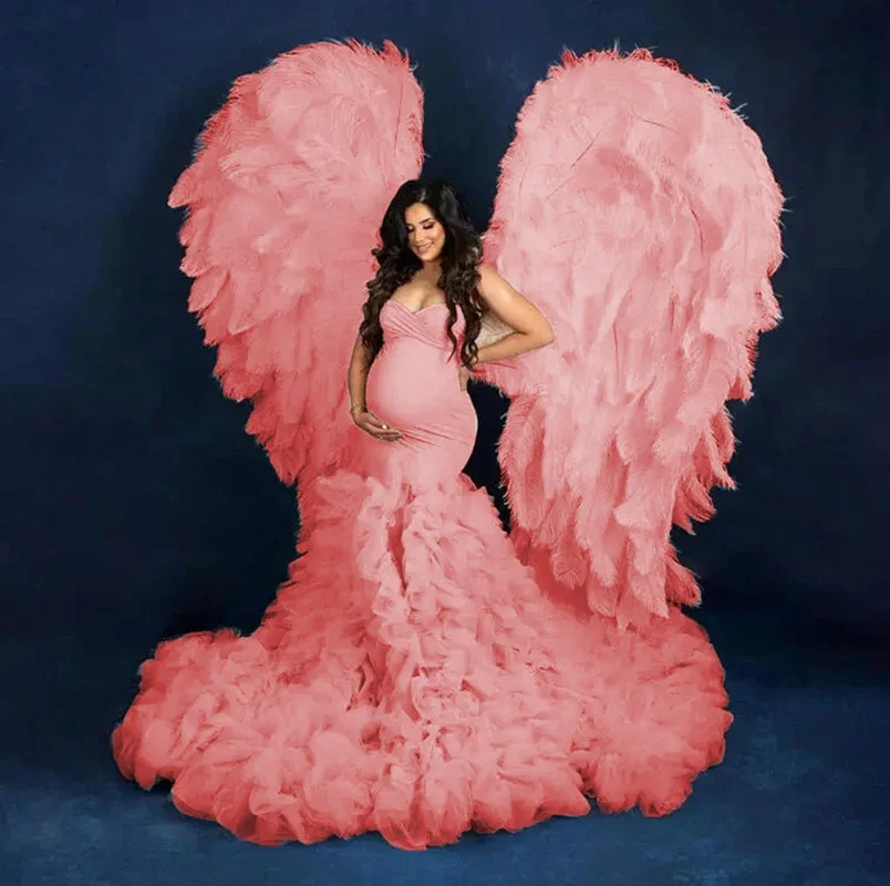 Пышное Тюлевое платье русалки для беременных фотосъемки на заказ без бретелек с