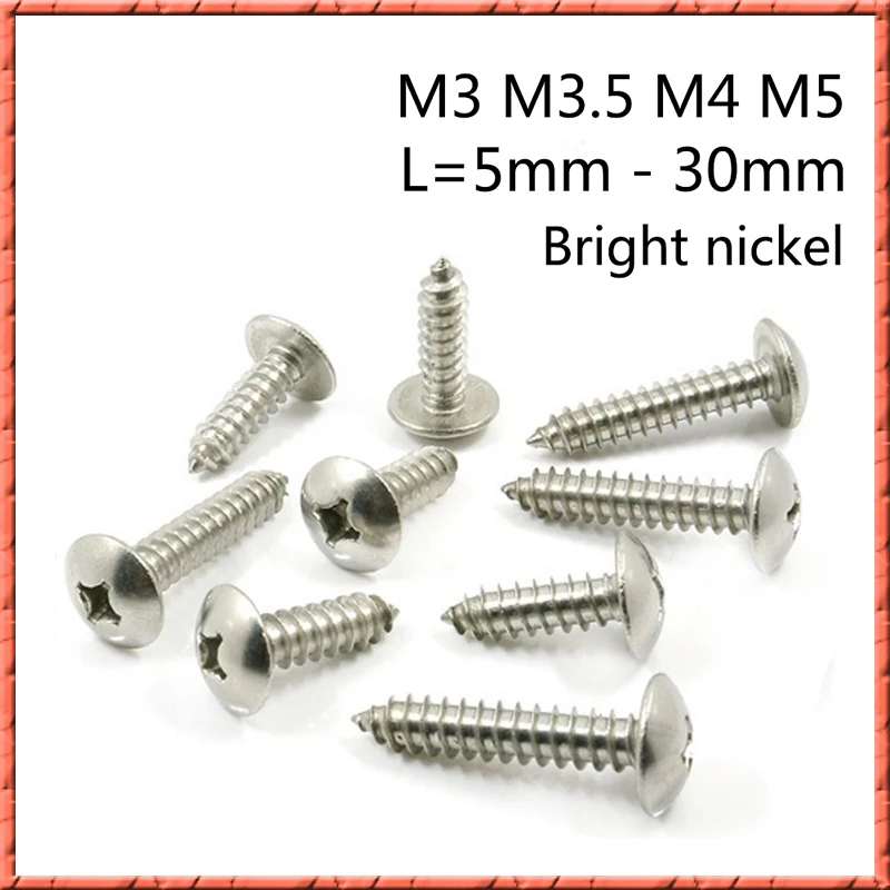 

Самонарезающий винт philips M3 M3.5 M4 M5, плоская головка, плоская головка, яркий никель, 500 шт./партия