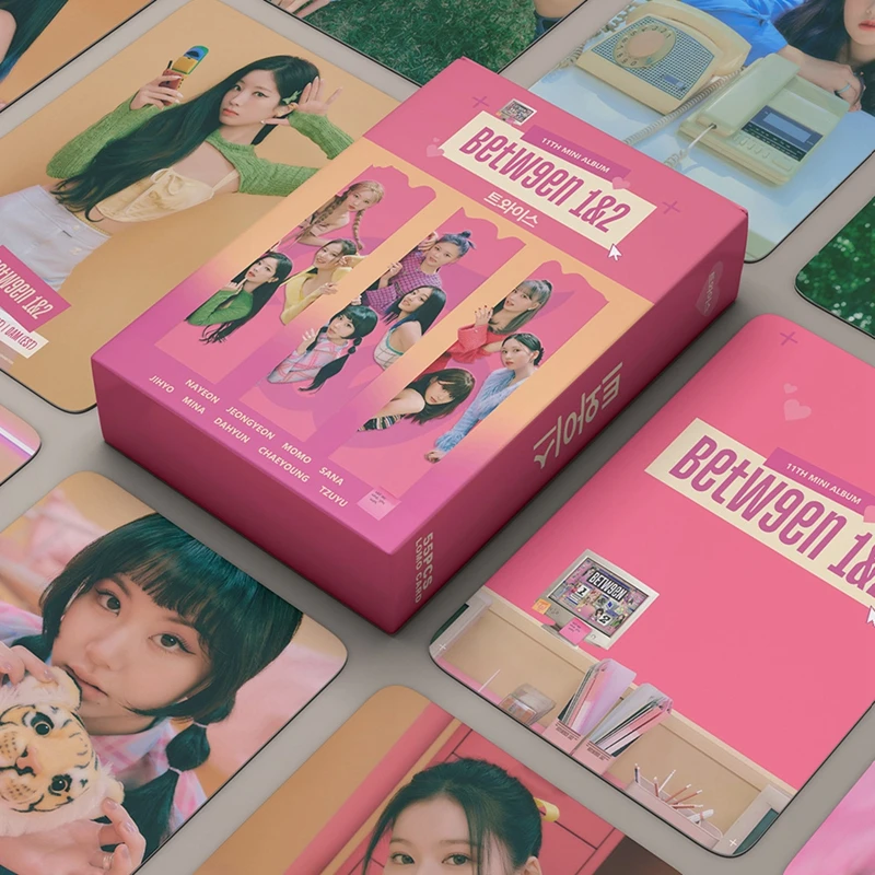 55PCS/Set Kpop TWICE New Album Between 1&2 Lomo Card Photocard HD Printed Small Album Photo Cards For Fans Collection Postcards