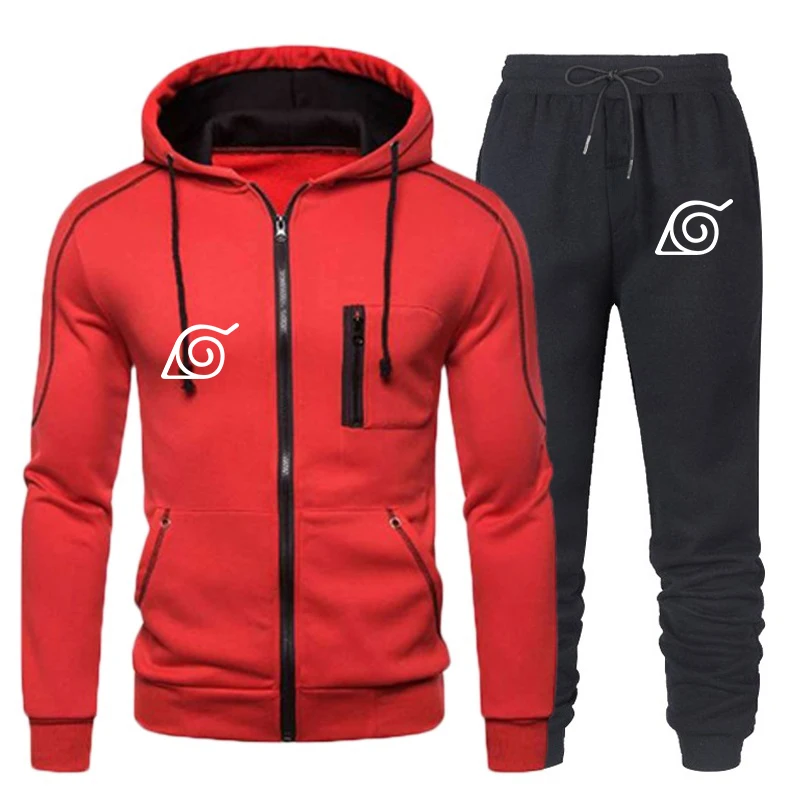 

Men's Tracksuit Casual Jogging Suit Outdoor Set Zipper Hoodies + Black Sweatpant 2pcs 2023 Spring Fashion New Streetwear S-4XL