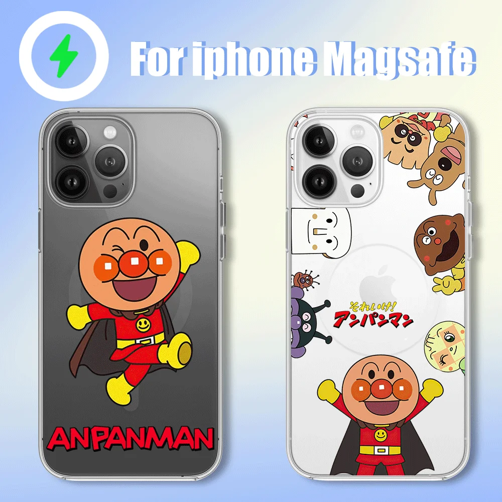 Cartoon Anpanman Phone Case for iPhone 12 11 13 14 15 16 Max Pro Plus Magsafe Magnetic Wireless Cover