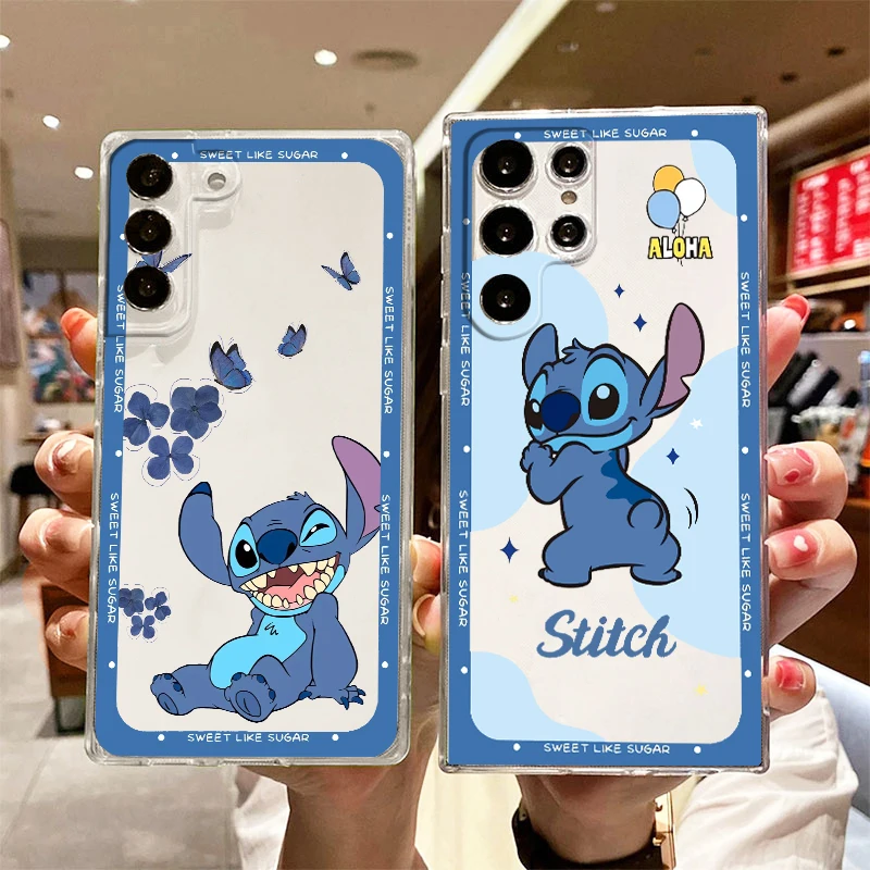 

Disney Stitch Cute Transparent Phone Case For Samsung S23 S22 S21 S20 FE Ultra Pro Lite S10 S10E S9 S8 Plus 5G