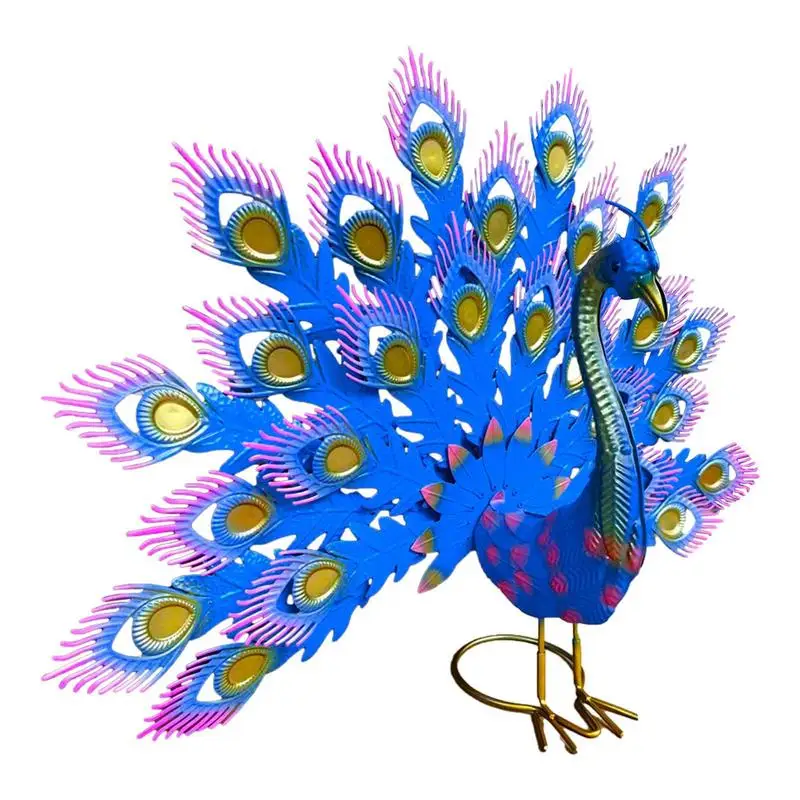 

Металлические павлины, искусство, планшетоны, развернутый пурпурный и синий хвост, павлины для украшения двора, балкона, окна