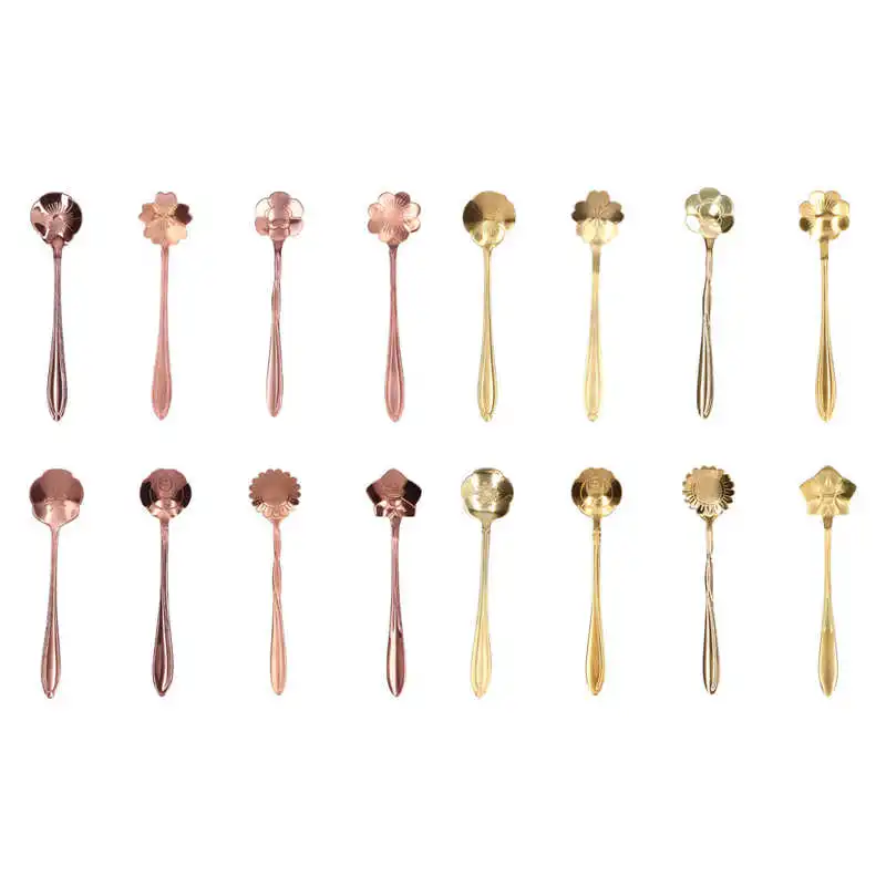 

8 шт., кофейная ложка из нержавеющей стали с золотым покрытием