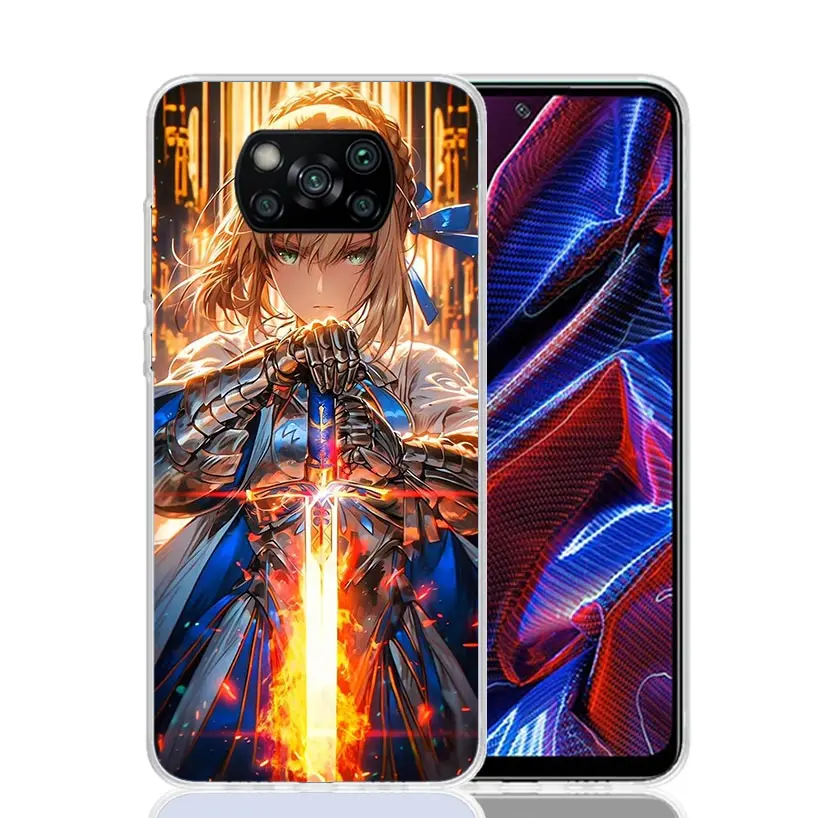 Чехол для телефона Fate Zero Stay Night Saber Xiaomi Poco X7 X6 X5 X4 X3 Nfc F5 F6 Pro F3 F4 Gt M5S M4 M3 X7Pro Art Soft Coque Cover