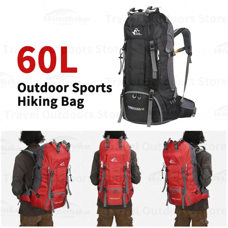 Бесплатный Рыцарь 60л, сумка для альпинизма, туристическое снаряжение для кемпинга, рюкзак 68*33*20 см, туристический 210 полиэстер, рюкзак с дождевиком