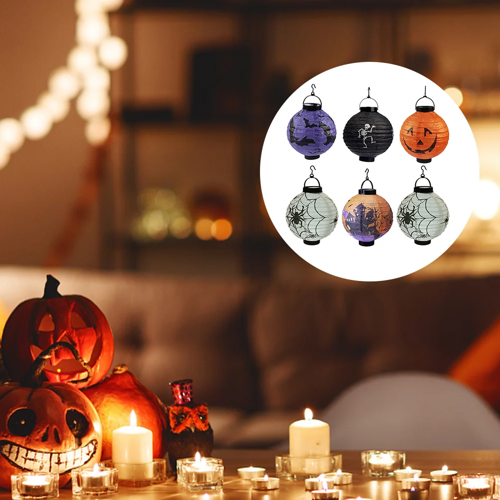 

6pcs Glowing Mixed Folding Hanging Lantern for Haunted House Home Decor