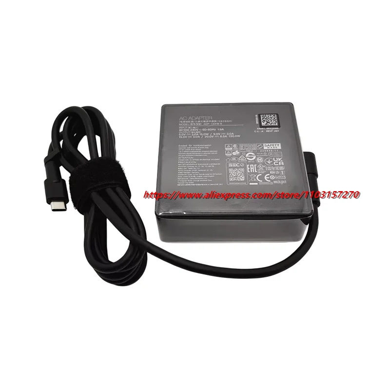 Фото Оригинальный адаптер питания 20В 6.5А USB-C Type C 130W ADP-130HB B AC/DC для ноутбука Asus ROG Flow Z13 GZ301VV №3