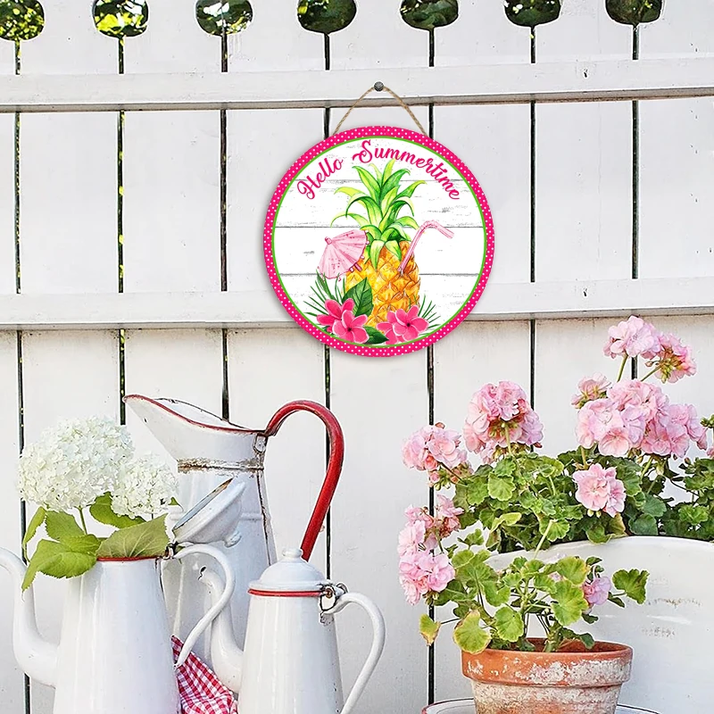 Hello SummerTime Настенный Декор Деревянные Круглые Художественные Таблички Винтажный