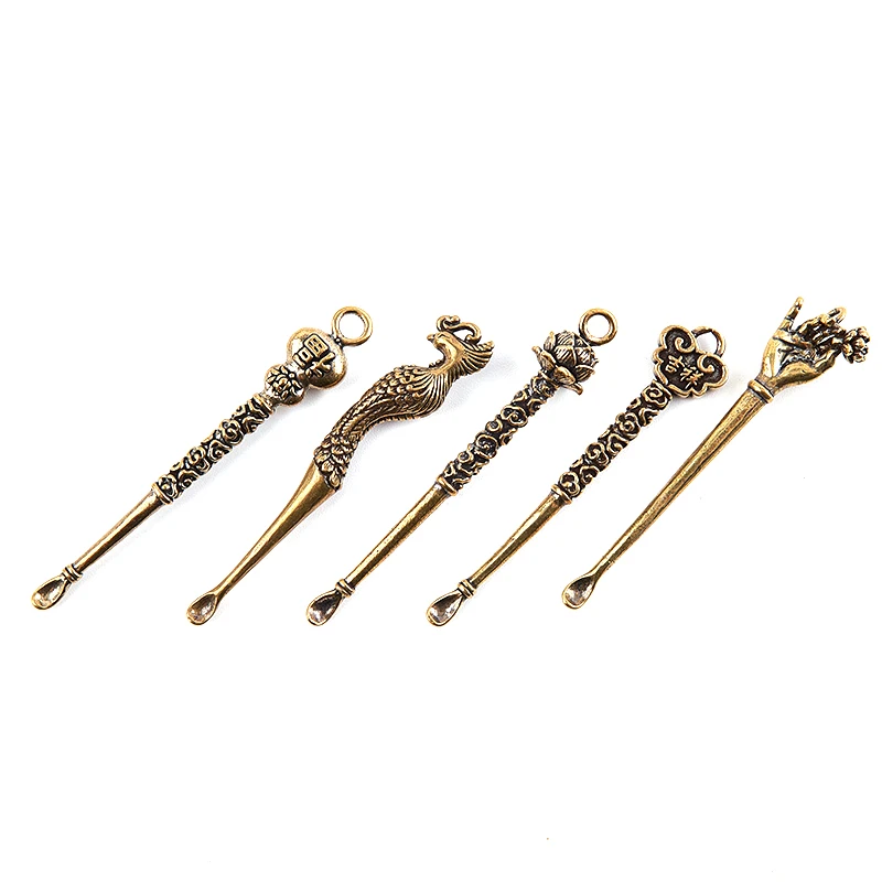

1pc Ear Spoons Retro Brass Portable Ear Cleaning Tool Ear Pick Ear Wax Remover Curette Cleaner Keychain Pendant
